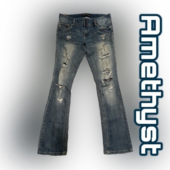 Amethyst Sz7 Distressed Destroyed Skinny Jeans - Picture 1 of 6